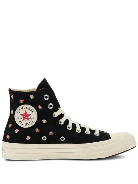 Sneakerși Converse cu broderie cu model floral cu platformă negru