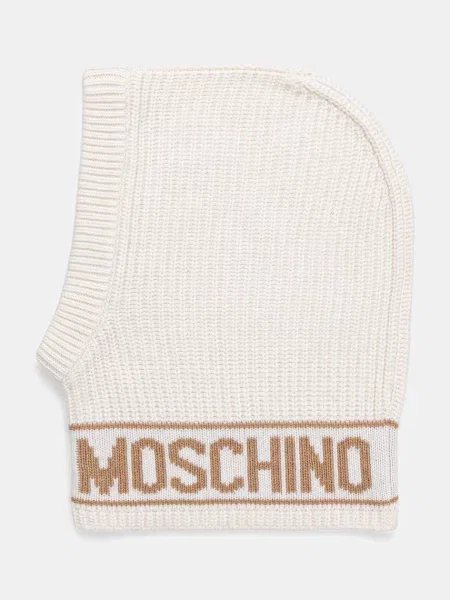 Căciulă Moschino de lână cu glugă bej