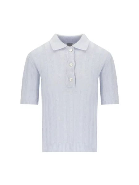 Lniana koszulka polo Max Mara niebieska