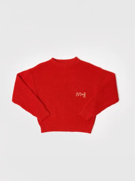 Maru + Bo Pulóver EMBROIDERED LOGO SWEATER' piros