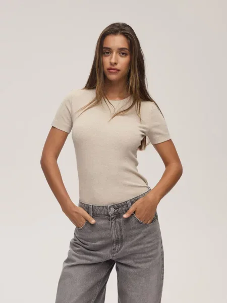 Футболка DIVERSE Nadianka беж/меланж бавовна/віскоза