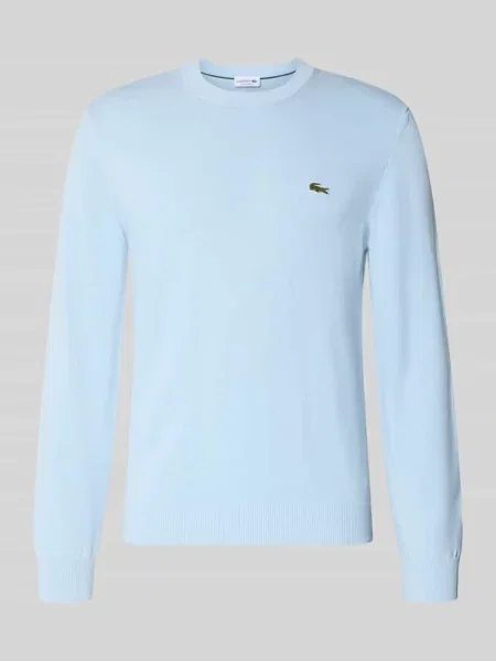 Sweter z dzianiny kroju regular fit z mieszanki bawełny Lacoste niebieski