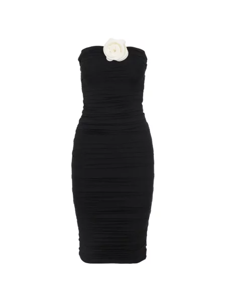 Sukienka La Revêche w kwiatki z falbankami czarna