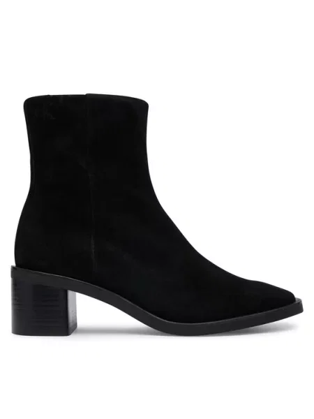Calvin Klein Bokacsizma Block Heel Ank Boot Suede fekete