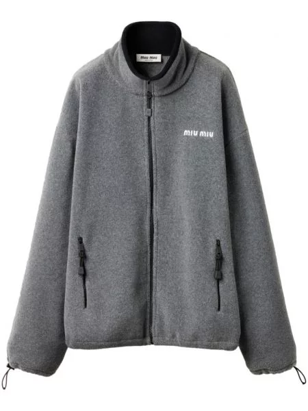 Haftowany polar Miu Miu polarowy szary | Shopsy