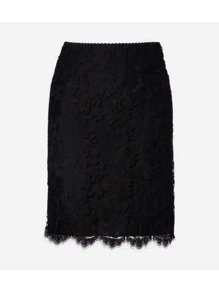 Fustă midi Chloé cu model floral din dantelă până la genunchi negru