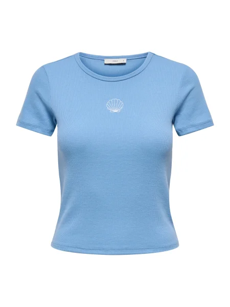 ONLY Tricou ONLELVA JUNE albastru deschis alb