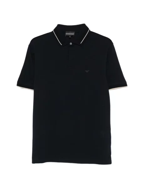 Tricou polo Emporio Armani cu broderie albastru