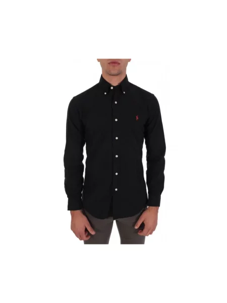 Ralph Lauren Koszule Mężczyzna Koszula z Kołnierzykiem Zapinana na o Kroju Custom Fit czarny