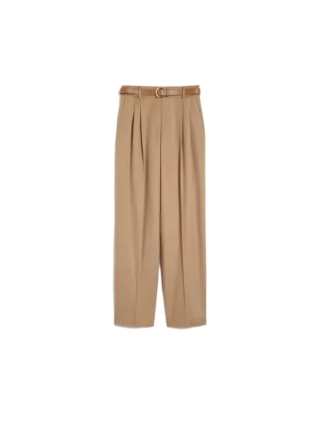 Spodnie Max Mara Studio wełniane brązowe