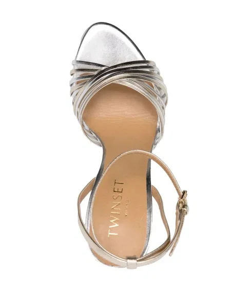 Sandale Twinset din piele argintiu
