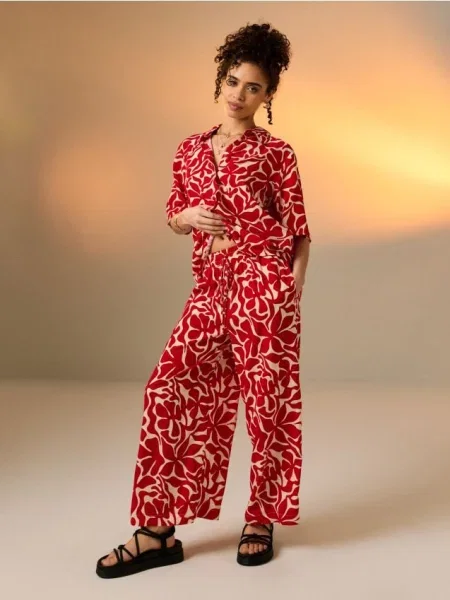 Штани широкого крою червоний