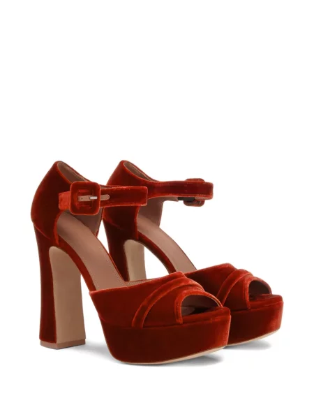 Βελούδινα σανδάλια Malone Souliers με πλατφόρμα με αγκράφα πορτοκαλί