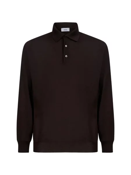 Tricou polo Lardini de lână maro