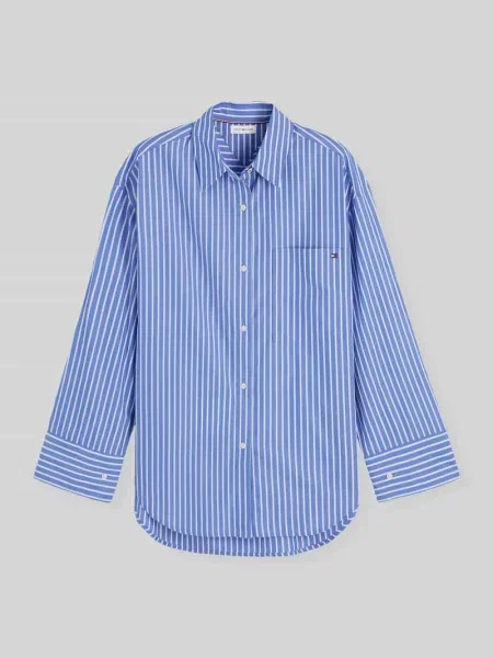 Bluzka z długim rękawem o kroju relaxed fit z czystej bawełny Tommy Hilfiger granatowa