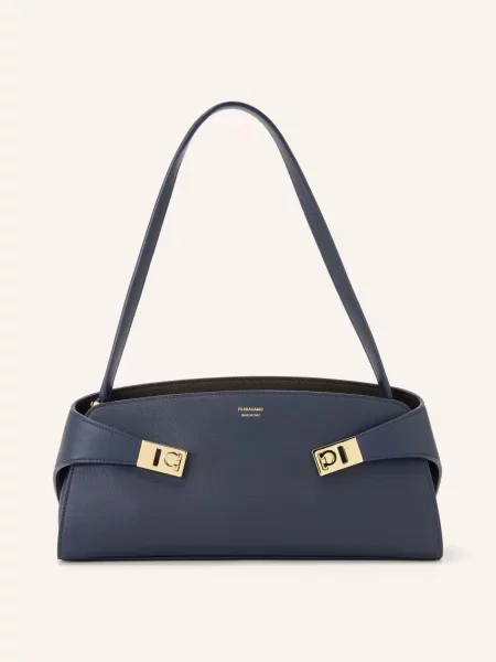 Ferragamo Kabelka Přes Rameno Hug East West tmavě / zlatá modrá