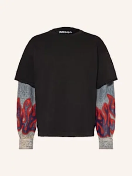 Palm Angels Koszulka Z Długim Rękawem Flames Hybrid schwarz czarny
