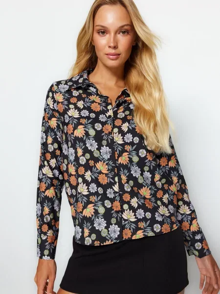 Cămașă Trendyol cu imagine maro