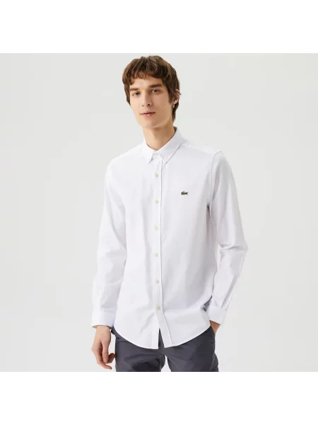 Lacoste Organiczna Koszula Button-Down Slim Fit biała