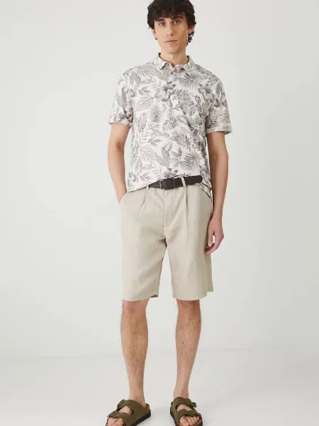 Льняные меланжевые шорты Medicine бежевые