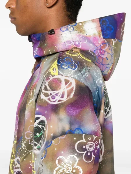 Geacă Kenzo cu model floral cu glugă cu imagine verde