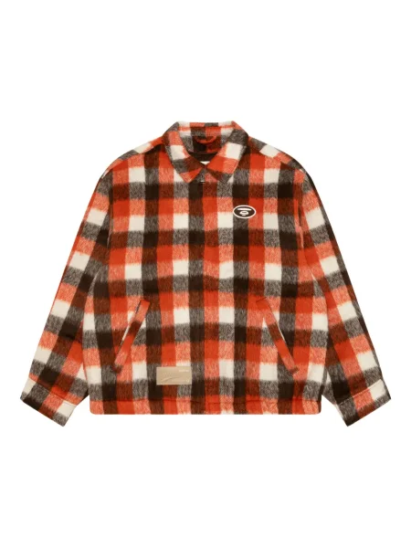 Geacă Aape By A Bathing Ape în carouri cu glugă portocaliu