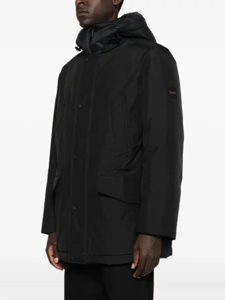 Geacă Boss cu glugă cu autograf negru