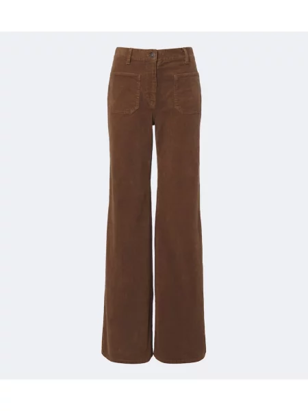 Pantaloni Nili Lotan de catifea cord maro
