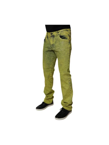 Skinny jeansy skinny Dolce And Gabbana z logo żółte