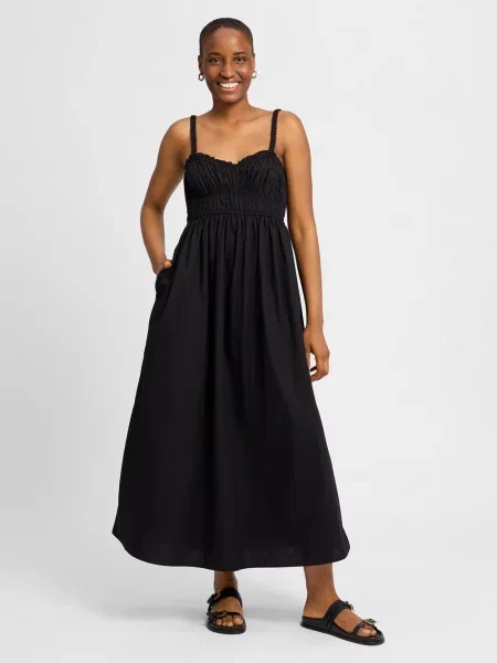 BOSS Orange sukienka maxi rozkloszowana czarny