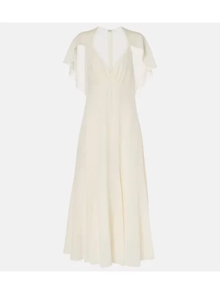 Rochie midi Chloé de mătase până la genunchi de costum alb