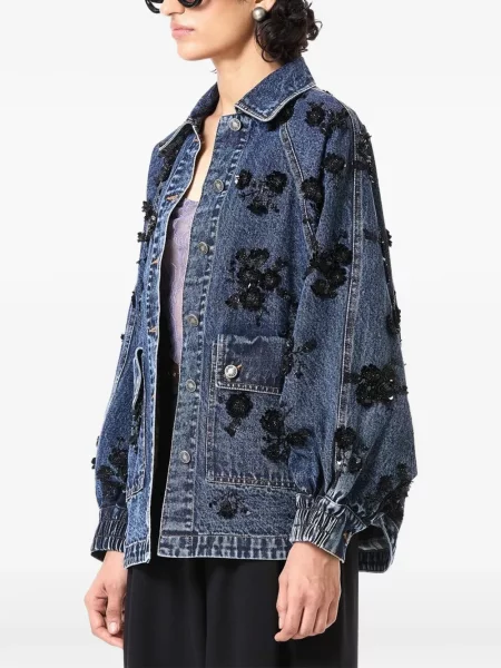 Geacă de blugi Dhruv Kapoor cu model floral cu aplicații albastru