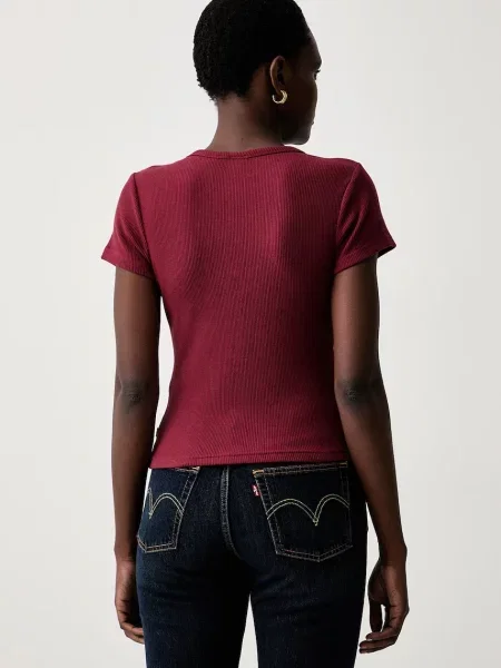 Levi's T-shirt z modalem RORY BUTTON THROUGH SS czerwona