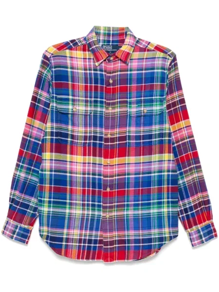 Kostkované kraťasy Polo Ralph Lauren s výšivkou červené