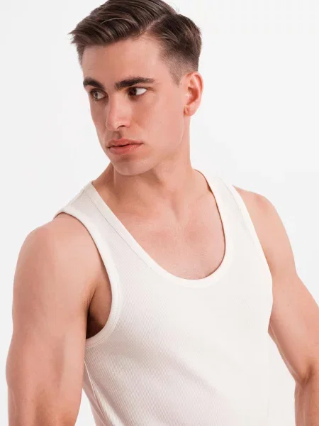 Tricou Ombre cu bretele alb