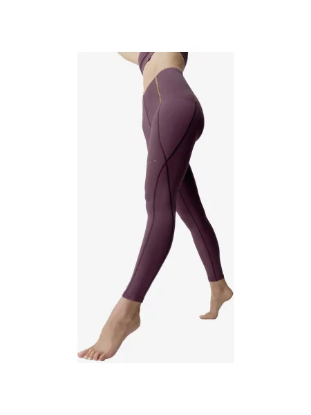 Długie legginsy Born Living Yoga Gold wino złoto lila S