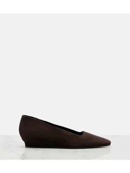 Pantofi cu toc The Row din piele de căprioară maro