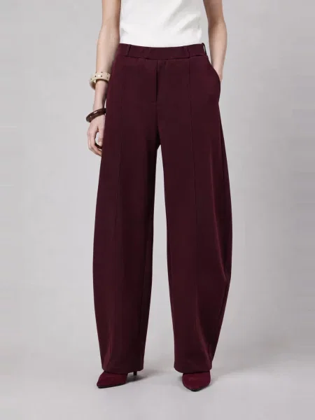 OWN Off With Nature Hlače Pantalone Barrel in Interlock Burgundy bordo