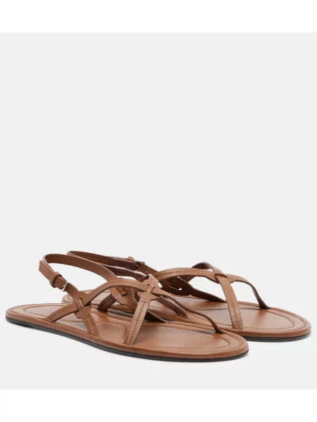Sandale The Row din piele cu bretele maro