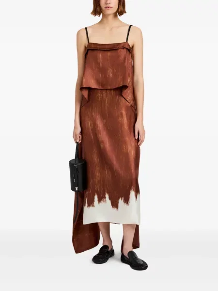 Rochie midi Proenza Schouler până la genunchi de costum maro