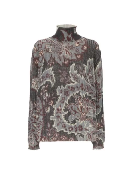 Lniany sweter z golfem Etro