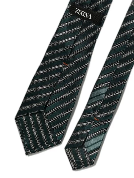 Šilkinis dryžuotas kaklaraištis Zegna žalia
