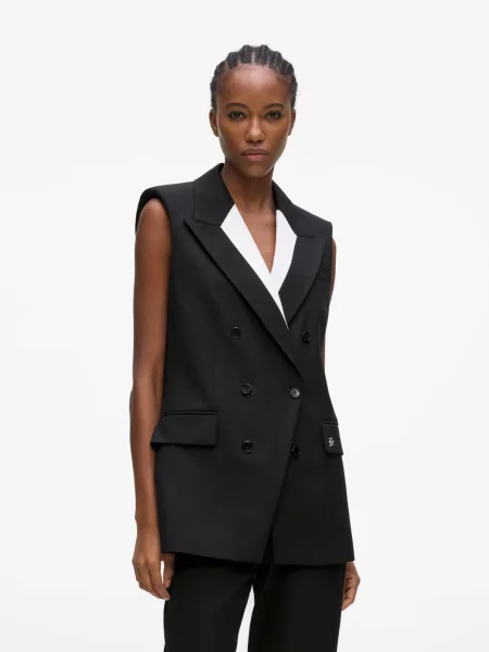 Karl Lagerfeld Vestă / alb negru