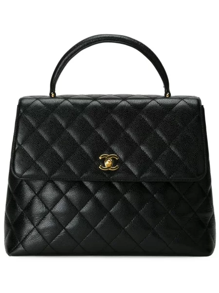 Prošívaná kabelka Chanel Pre-owned s autogramem černá