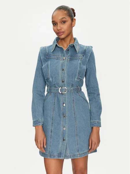 Дънкова рокля Morgan RICOLI къса със стандартна кройка RICOLI синьо