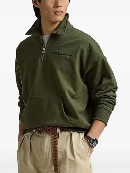 Tenisky Polo Ralph Lauren s výšivkou s polovičními zipem s kapucí bílé