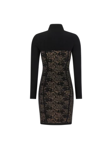 Lniana sukienka mini Elisabetta Franchi czarna