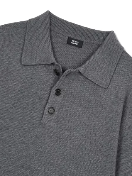 Tricou polo Tomboy lung gri