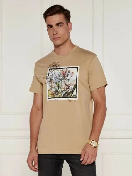 GUESS Tricou FLOWER BOX bej