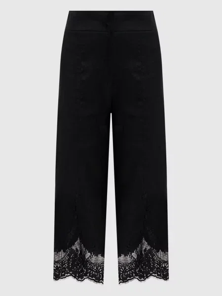 Штани з льону з мереживом Twinset чорні